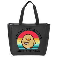 I Have Stability Ability To Stab Meme Funny Duck Retro Zip Tote Bag