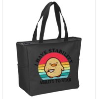 I Have Stability Ability To Stab Meme Funny Duck Retro Zip Tote Bag