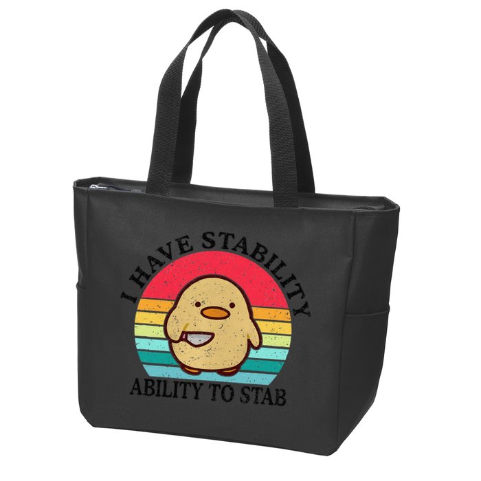 I Have Stability Ability To Stab Meme Funny Duck Retro Zip Tote Bag