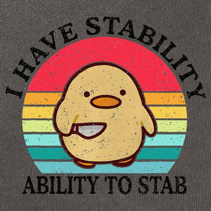 I Have Stability Ability To Stab Meme Funny Duck Retro Cotton Canvas Backpack