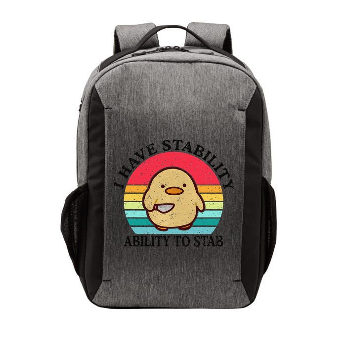 I Have Stability Ability To Stab Meme Funny Duck Retro Vector Backpack