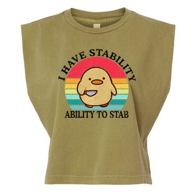 I Have Stability Ability To Stab Meme Funny Duck Retro Garment-Dyed Women's Muscle Tee