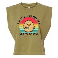I Have Stability Ability To Stab Meme Funny Duck Retro Garment-Dyed Women's Muscle Tee