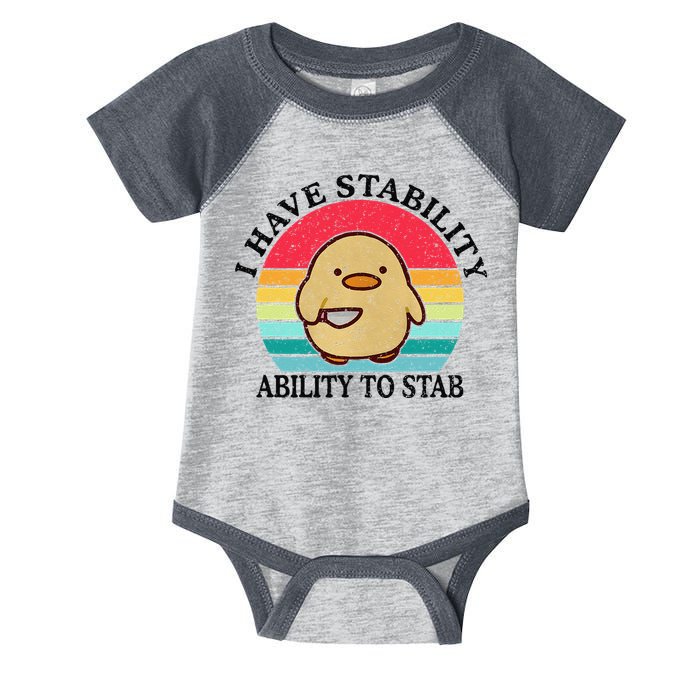I Have Stability Ability To Stab Meme Funny Duck Retro Infant Baby Jersey Bodysuit