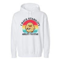 I Have Stability Ability To Stab Meme Funny Duck Retro Garment-Dyed Fleece Hoodie