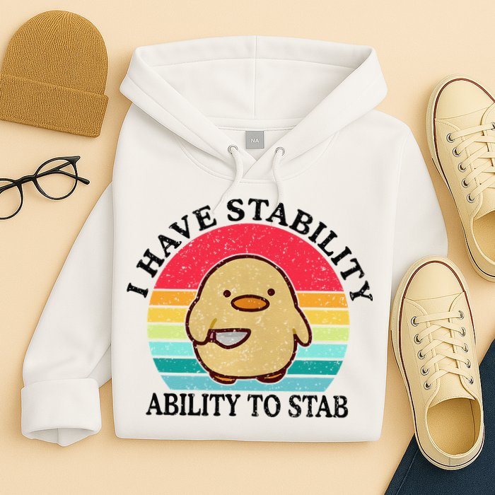 I Have Stability Ability To Stab Meme Funny Duck Retro Hoodie