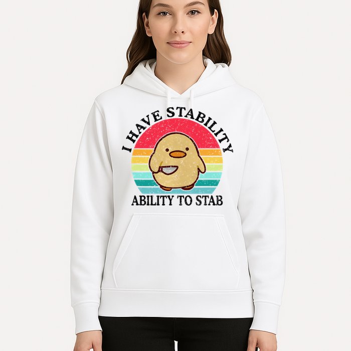 I Have Stability Ability To Stab Meme Funny Duck Retro Hoodie