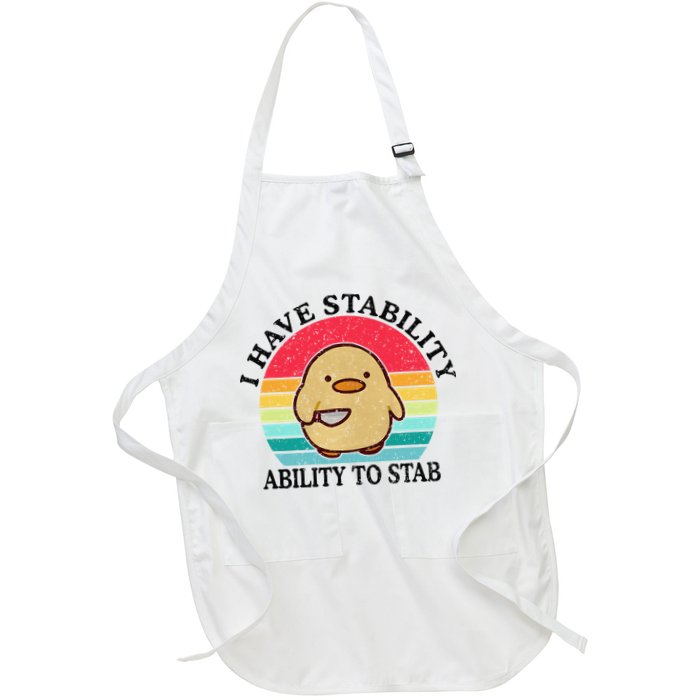 I Have Stability Ability To Stab Meme Funny Duck Retro Full-Length Apron With Pockets
