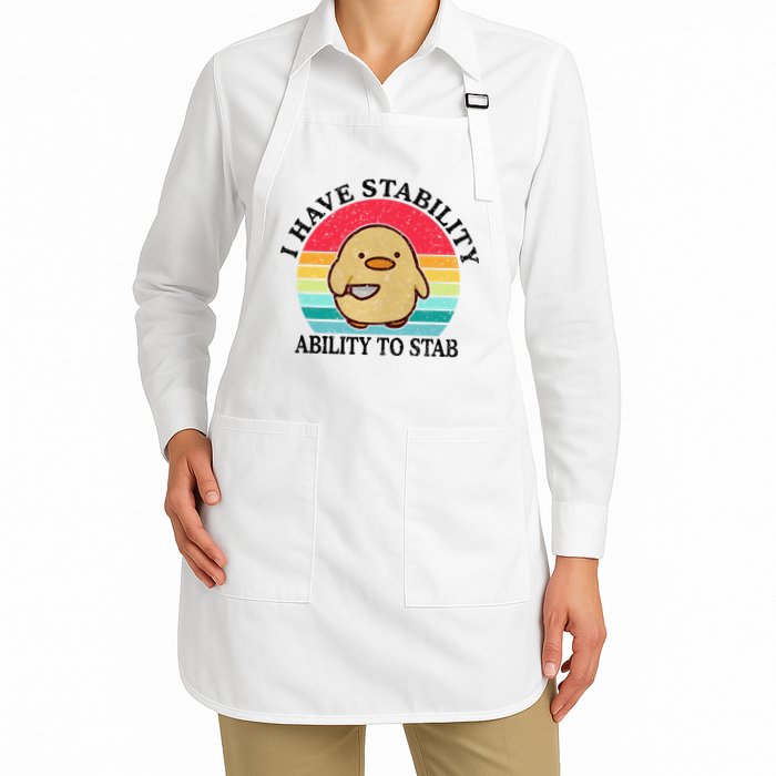 I Have Stability Ability To Stab Meme Funny Duck Retro Apron