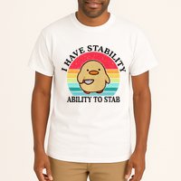 I Have Stability Ability To Stab Meme Funny Duck Retro Tall T-Shirt