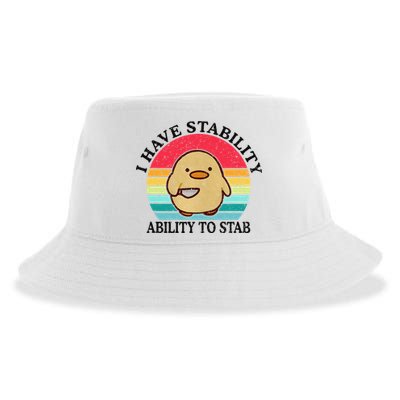 I Have Stability Ability To Stab Meme Funny Duck Retro Sustainable Bucket Hat