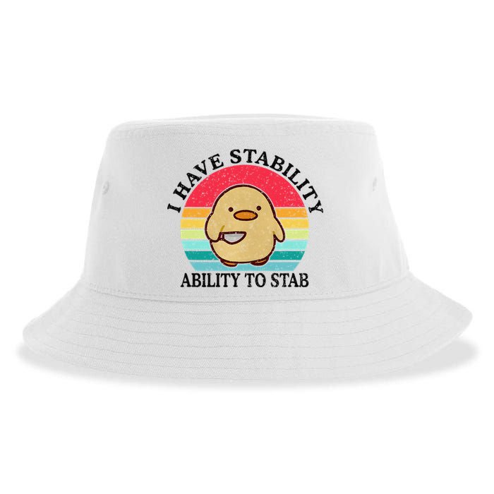 I Have Stability Ability To Stab Meme Funny Duck Retro Sustainable Bucket Hat