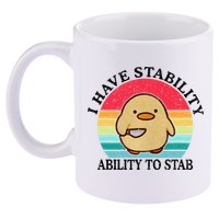 I Have Stability Ability To Stab Meme Funny Duck Retro 11oz C Handle Ceramic Mug