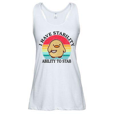I Have Stability Ability To Stab Meme Funny Duck Retro Ladies Essential Flowy Tank