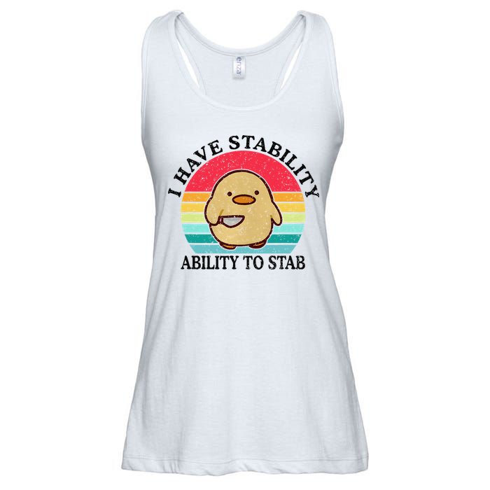 I Have Stability Ability To Stab Meme Funny Duck Retro Ladies Essential Flowy Tank