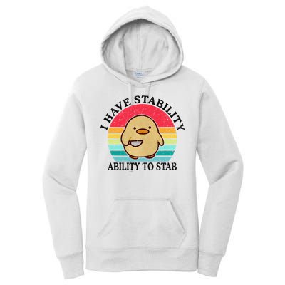 I Have Stability Ability To Stab Meme Funny Duck Retro Women's Pullover Hoodie