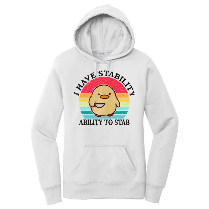 I Have Stability Ability To Stab Meme Funny Duck Retro Women's Pullover Hoodie