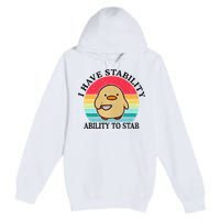 I Have Stability Ability To Stab Meme Funny Duck Retro Premium Pullover Hoodie