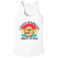 I Have Stability Ability To Stab Meme Funny Duck Retro Ladies PosiCharge Competitor Racerback Tank