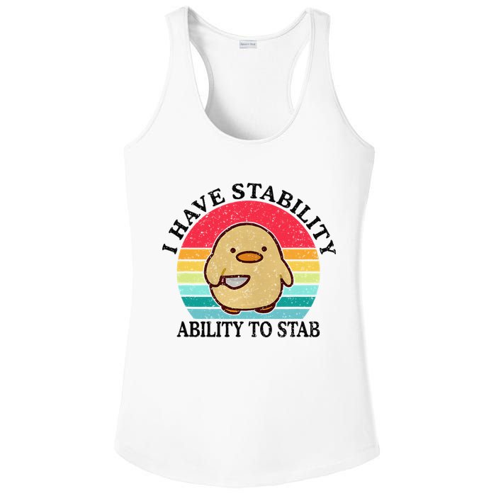 I Have Stability Ability To Stab Meme Funny Duck Retro Ladies PosiCharge Competitor Racerback Tank