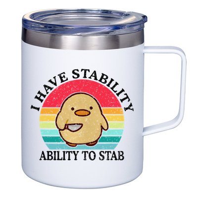 I Have Stability Ability To Stab Meme Funny Duck Retro 12oz Stainless Steel Coffee Mug