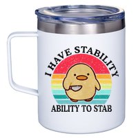 I Have Stability Ability To Stab Meme Funny Duck Retro 12oz Stainless Steel Coffee Mug