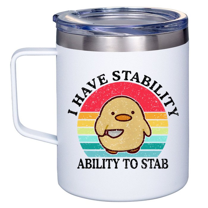 I Have Stability Ability To Stab Meme Funny Duck Retro 12oz Stainless Steel Coffee Mug