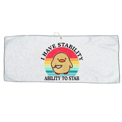 I Have Stability Ability To Stab Meme Funny Duck Retro Large Microfiber Waffle Golf Towel