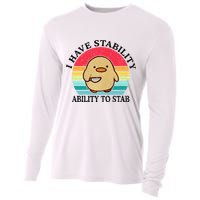 I Have Stability Ability To Stab Meme Funny Duck Retro Cooling Performance Long Sleeve Crew