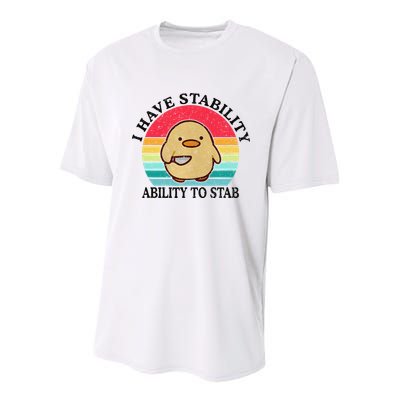 I Have Stability Ability To Stab Meme Funny Duck Retro Youth Performance Sprint T-Shirt