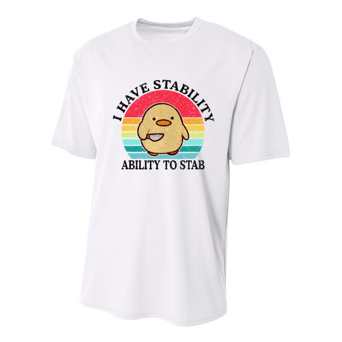 I Have Stability Ability To Stab Meme Funny Duck Retro Youth Performance Sprint T-Shirt
