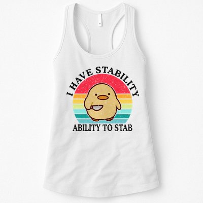 I Have Stability Ability To Stab Meme Funny Duck Retro Womens Tank Top