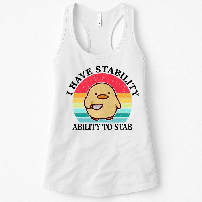 I Have Stability Ability To Stab Meme Funny Duck Retro Womens Tank Top