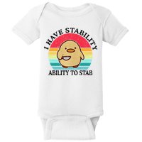 I Have Stability Ability To Stab Meme Funny Duck Retro Baby Bodysuit