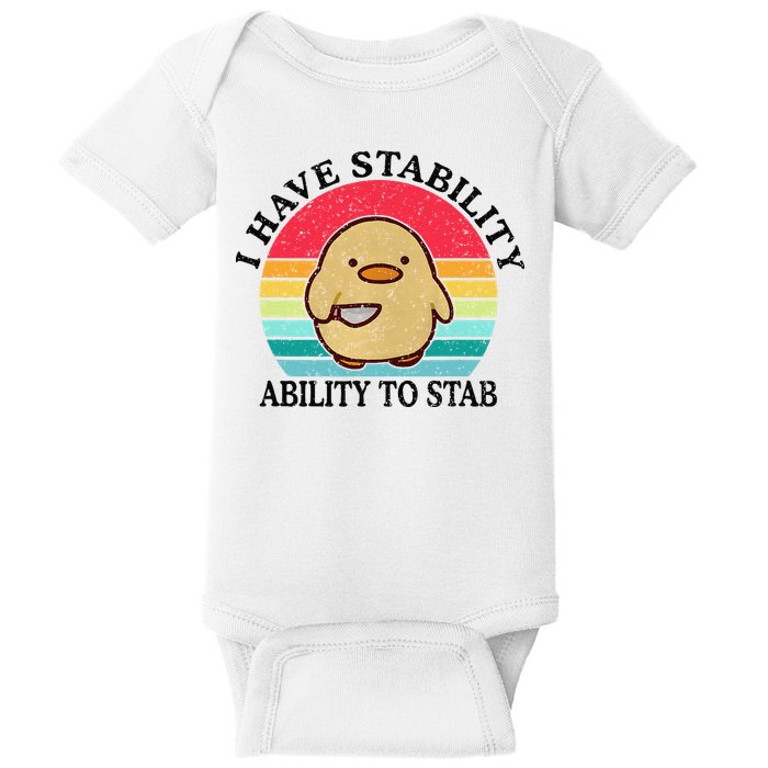 I Have Stability Ability To Stab Meme Funny Duck Retro Baby Bodysuit