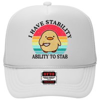 I Have Stability Ability To Stab Meme Funny Duck Retro Trucker Hat