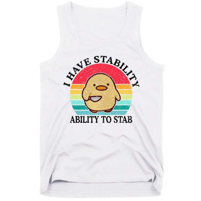 I Have Stability Ability To Stab Meme Funny Duck Retro Tank Top