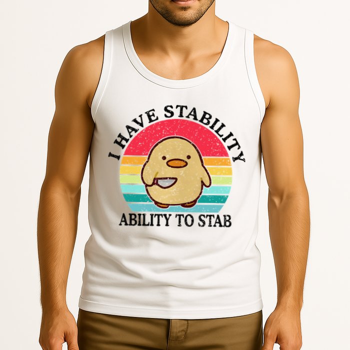 I Have Stability Ability To Stab Meme Funny Duck Retro Tank Top