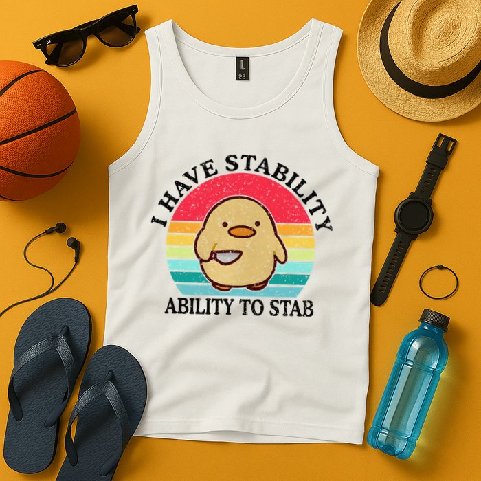 I Have Stability Ability To Stab Meme Funny Duck Retro Tank Top