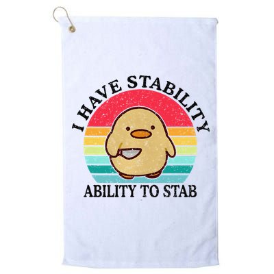 I Have Stability Ability To Stab Meme Funny Duck Retro Golf Towel