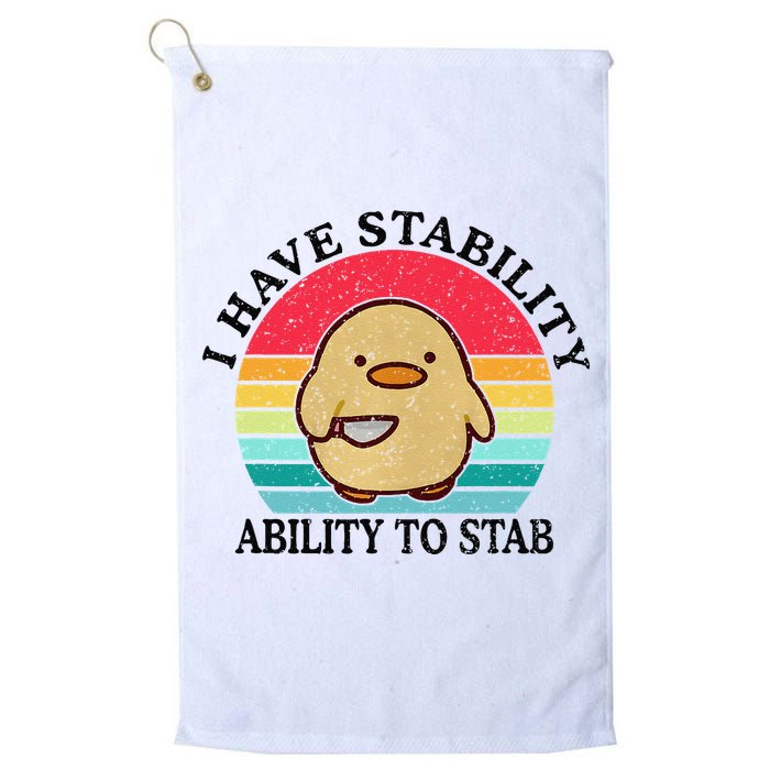 I Have Stability Ability To Stab Meme Funny Duck Retro Golf Towel