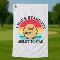 I Have Stability Ability To Stab Meme Funny Duck Retro Golf Towel