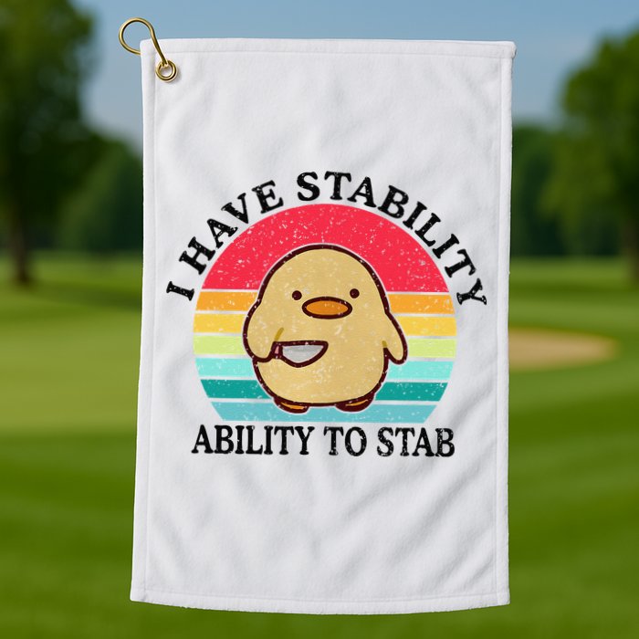 I Have Stability Ability To Stab Meme Funny Duck Retro Golf Towel