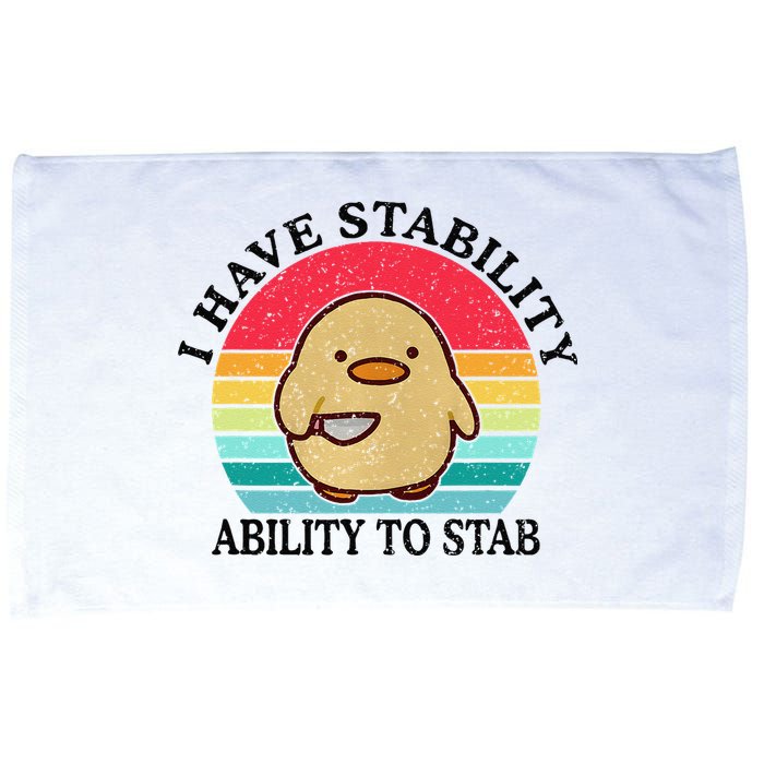 I Have Stability Ability To Stab Meme Funny Duck Retro Microfiber Hand Towel