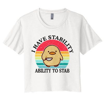 I Have Stability Ability To Stab Meme Funny Duck Retro Crop Top