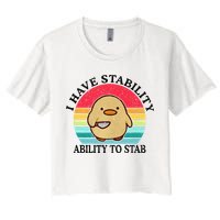 I Have Stability Ability To Stab Meme Funny Duck Retro Crop Top