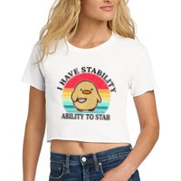 I Have Stability Ability To Stab Meme Funny Duck Retro Crop Top
