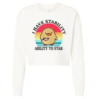 I Have Stability Ability To Stab Meme Funny Duck Retro Cropped Pullover Crew