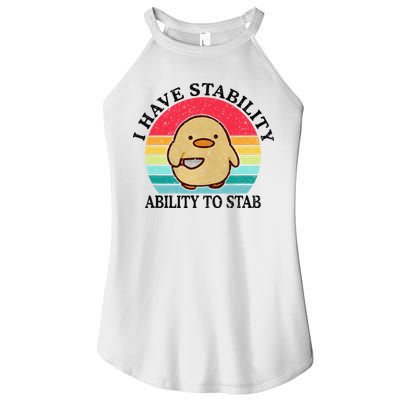 I Have Stability Ability To Stab Meme Funny Duck Retro Women's Perfect Tri Rocker Tank