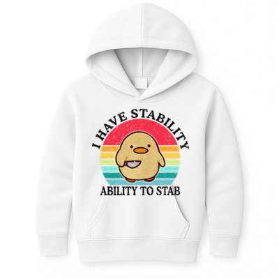 I Have Stability Ability To Stab Meme Funny Duck Retro Kids Hoodie